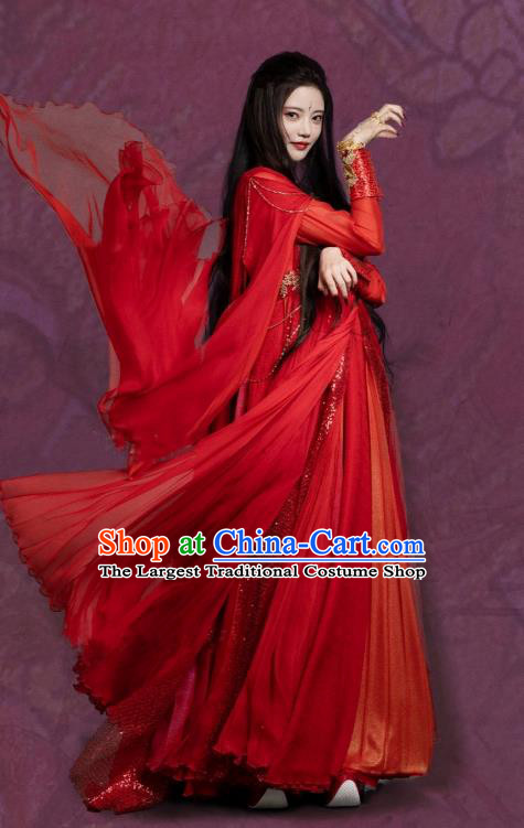 TV Series Till The End of The Moon Fox Fairy Pian Ran Red Dress Clothing China Ancient Princess Sexy Costumes