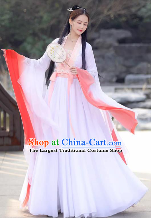 Ancient Goddess Clothing Female Hanfu Red Wide Sleeve Flow Fairy Dress China Qin Dynasty Princess Costume