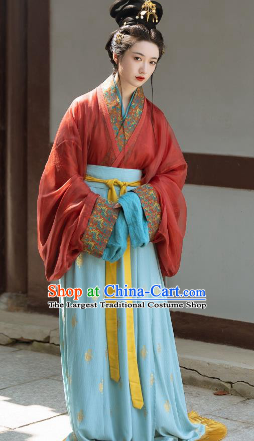 China Traditional Hanfu Dresses Ancient Noble Woman Clothing Han Dynasty Beauty Da Qiao Costumes