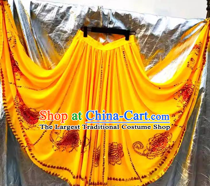 Yellow Chinese Xinjiang Dance Uyghur Maixilipu Stage Square Dance Ethnic Characteristics Pure Handmade Sequin Large Swing Skirt