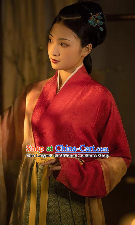 China Ancient Court Woman Replica Costumes Traditional Hanfu Mulberry Silk Dresses Song Dynasty Young Lady Clothing