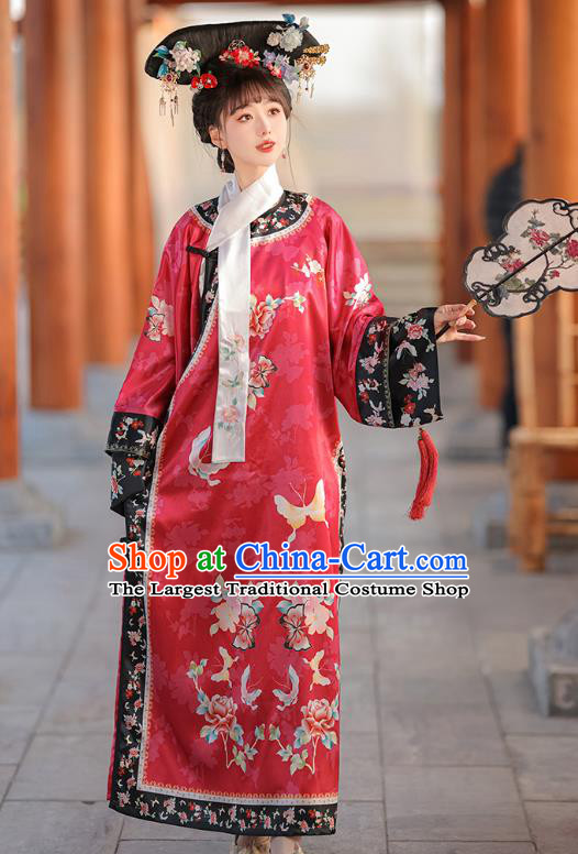 Chinese Ancient Empress Costume Qing Dynasty Princess Clothing Court Style Red Dress