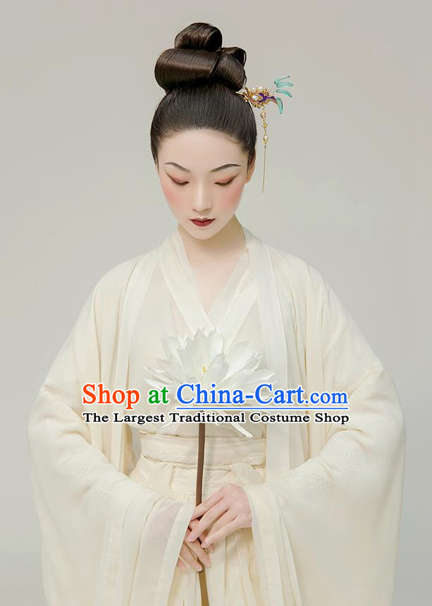 Chinese Traditional White Hanfu Dress Ancient Swordswoman Clothing Jin Dynasty Heroine Costumes