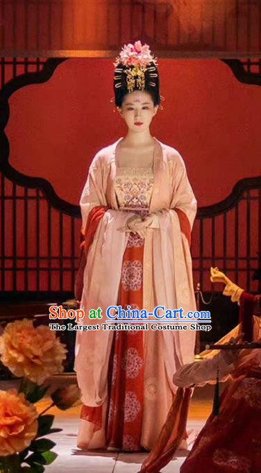 Chinese Tang Dynasty Historical Costumes Ancient Dance Beauty Clothing TV Series A Dream of Splendor Zhao Pan Er Dresses and Headpieces