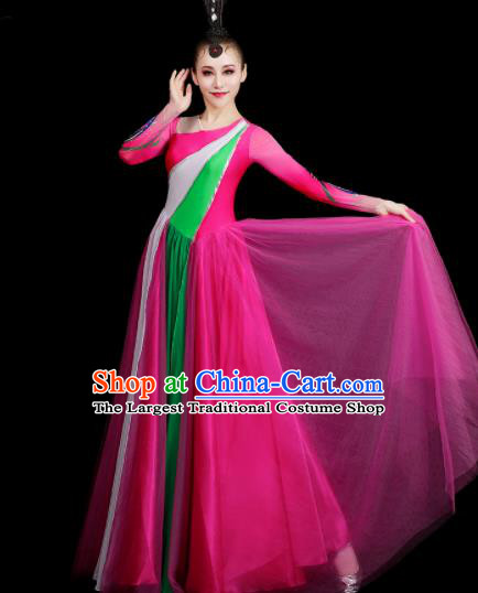 Top Opening Dance Clothing Women Chorus Megenta Dress Group Stage Show Costume Modern Dance Fashion