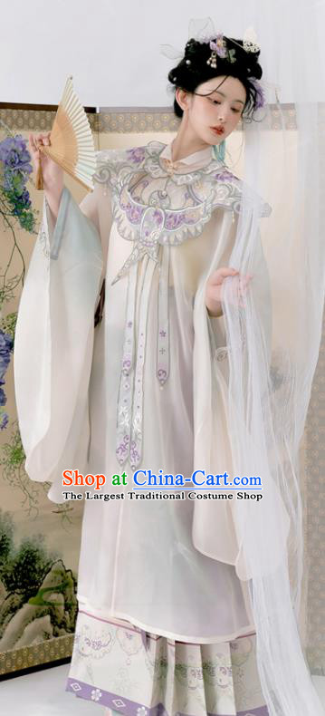 China Ming Dynasty Court Woman Costumes Ancient Noble Countess Embroidered Clothing Hanfu Dresses Complete Set