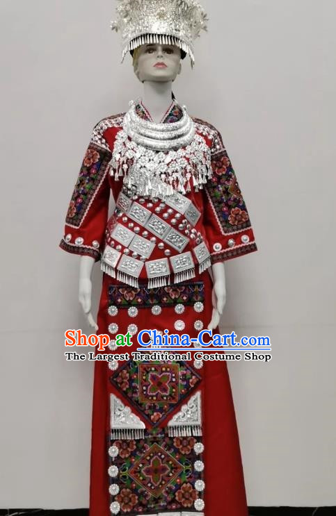 Miao And Dong Ethnic Costumes Antique Original Performance Full Set Of Miao Silver Embroidery