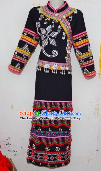 China Ethnic Wa Minority Costume 2 Piece National Festival Activity Costume National Dance Performance Costume