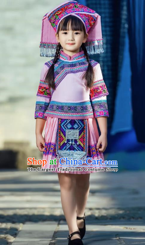 March Three Zhuang Costumes Children Ethnic Minority Costumes Girls Guangxi Children Performance Costumes