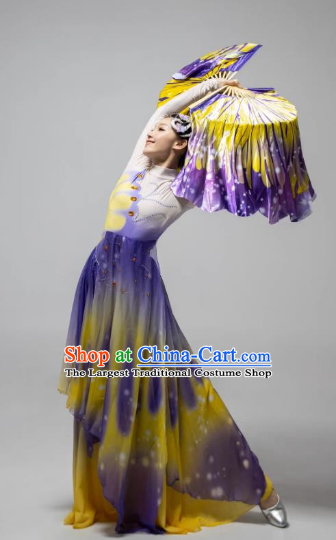 Classical Dance Dream Butterfly Flying Gradient Fan Dance Performance Costume