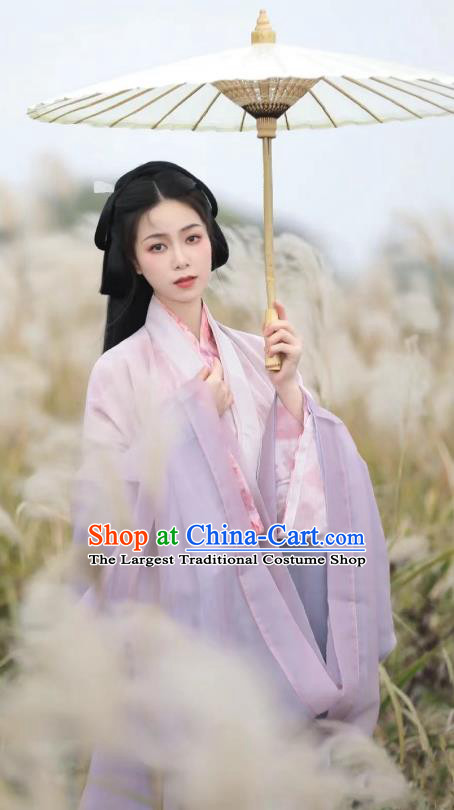 Traditional Lilac Hanfu Dress Ancient Song Dynasty Young Lady Clothing China Fairy Costumes