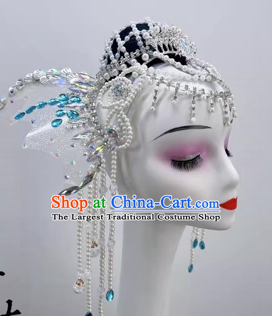 Modern Dance Mermaid Dance Headdress New Heavy Industry Beaded Tassel Forehead Chain Exotic Dance Headdress