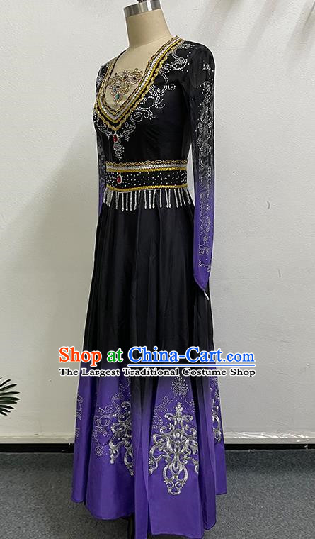 China Xinjiang Dance Performance Clothing Ethnic Style Elegant Big Swing Art Test Self Cultivation Dress Practice Performance Clothing