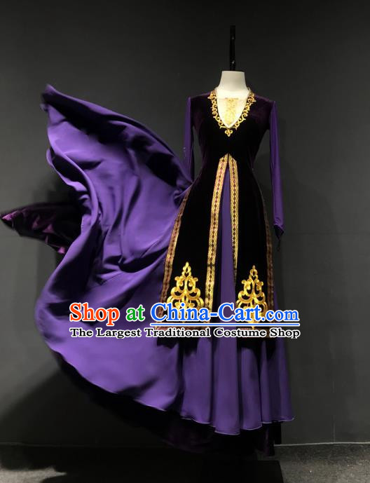 Xinjiang Dance Double Layer Performance Costumes Chinese Minority Uyghur Performance Costumes