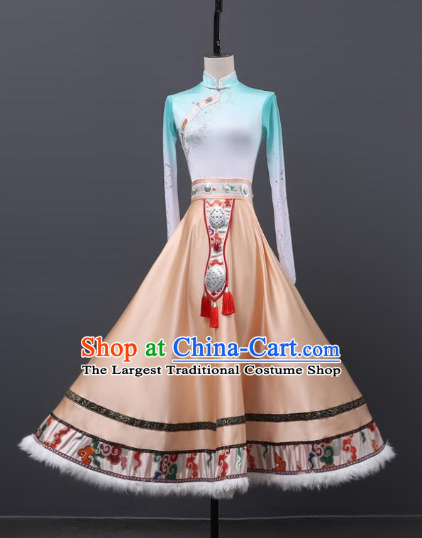 Tibetan Dance Performance Clothing Large Skirt Class Clothing Classroom Practice Clothing Art Test Performance Clothing Tibetan Robe