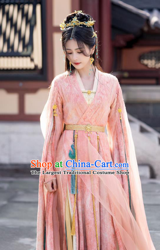 China Ancient Princess Garment Costumes Xianxia Drama Till The End of The Moon Goddess Li Susu Pink Dress