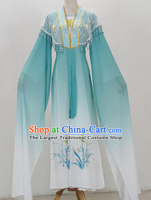 Hua Dan Gradient Color Cloth Pair Dark Green Embroidered Xiao Dan Clothes Yue Opera Drama Huangmei Opera Costumes