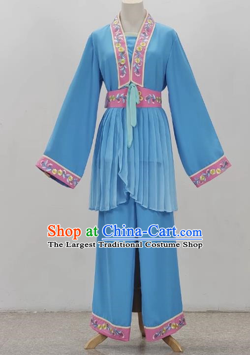 Blue Drama Costumes Tea Picking Opera Girl Costumes Costumes Huangmei Opera Costumes