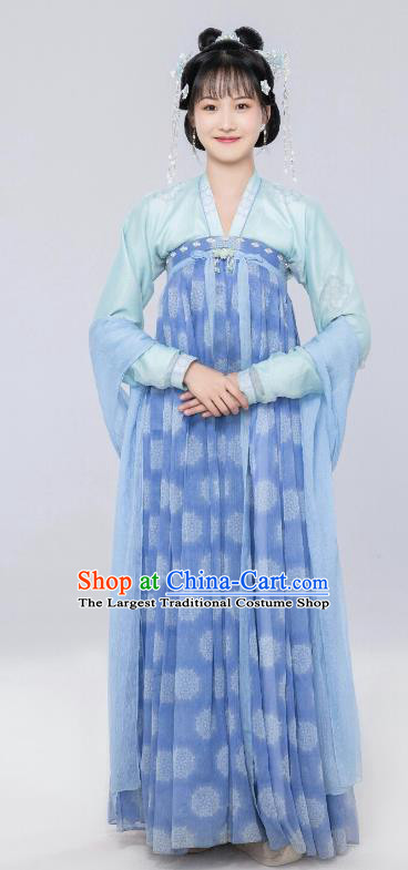 Chinese TV Series Royal Rumours Servant Girl Blue Dress Ancient Tang Dynasty Palace Lady Costumes