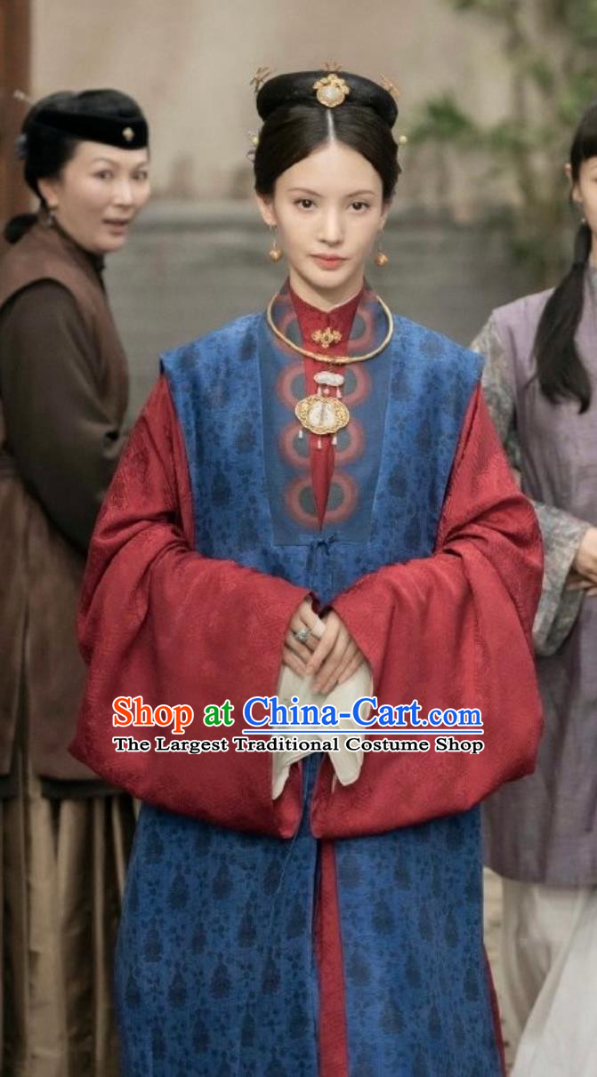 Ancient Chinese Ming Dynasty Royal Woman Clothing Traditional Hanfu TV Series Song of Youth Noble Mistress Xu Feng Qiao Costumes Set