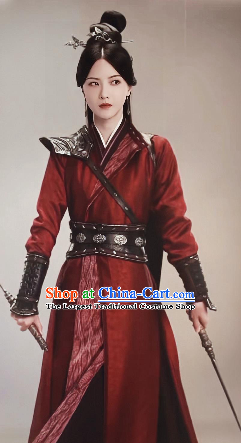 Ancient China Female Swordsman Clothing TV Series A Journey To Love Imperial Guard Jia Ling Red Dress