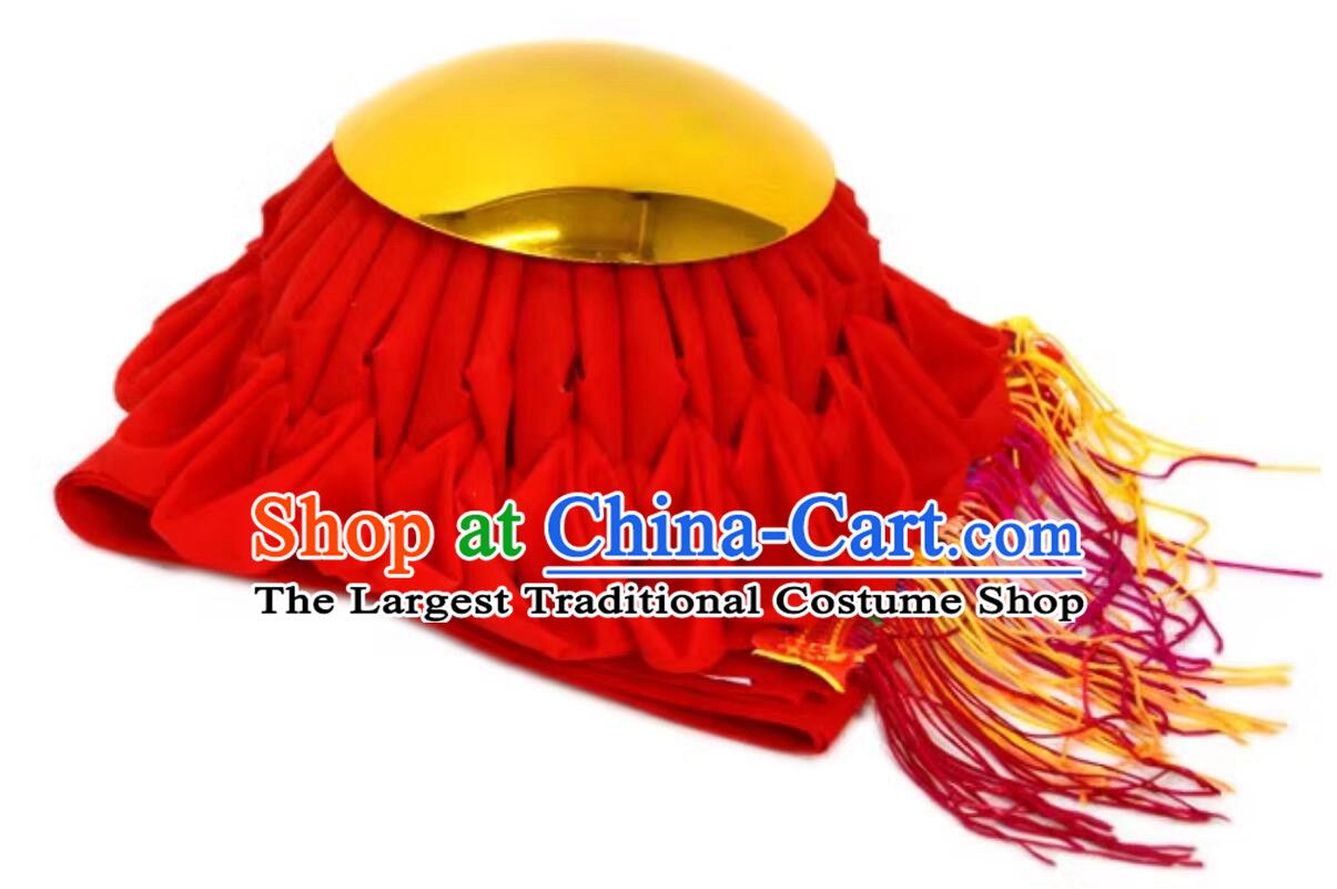 Handmade Red Flower Ball God Worshipping Supply Decoration Red Ribbon Mirror