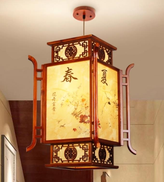 Chinese Antique Lantern Traditional Small Pendant Light Handmade Wood Palace Lamp Decoration Lighting Fixture