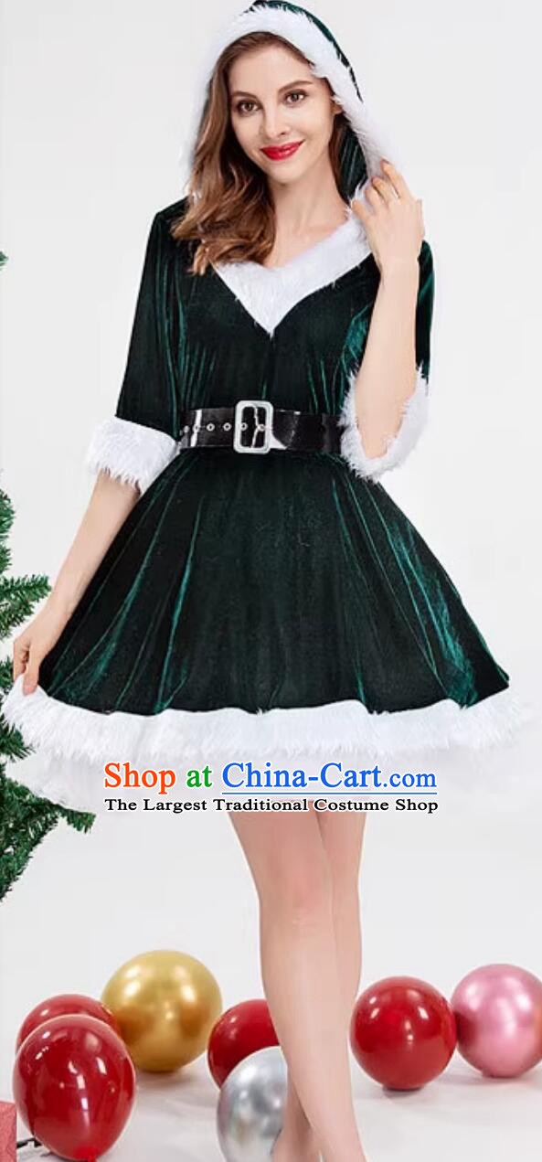 Christmas Party Dark Green Dress Christmas Day Theme Queen Clothing Cosplay Elf Costume