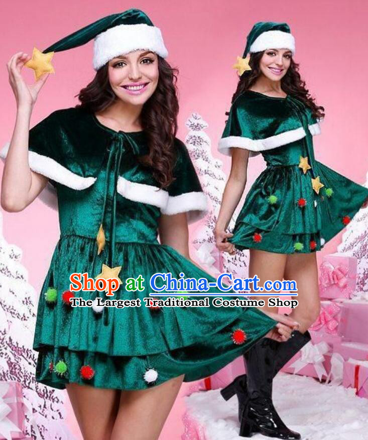 Christmas Costume Green Christmas Tree Women Sexy Dress Christmas Party Outfit