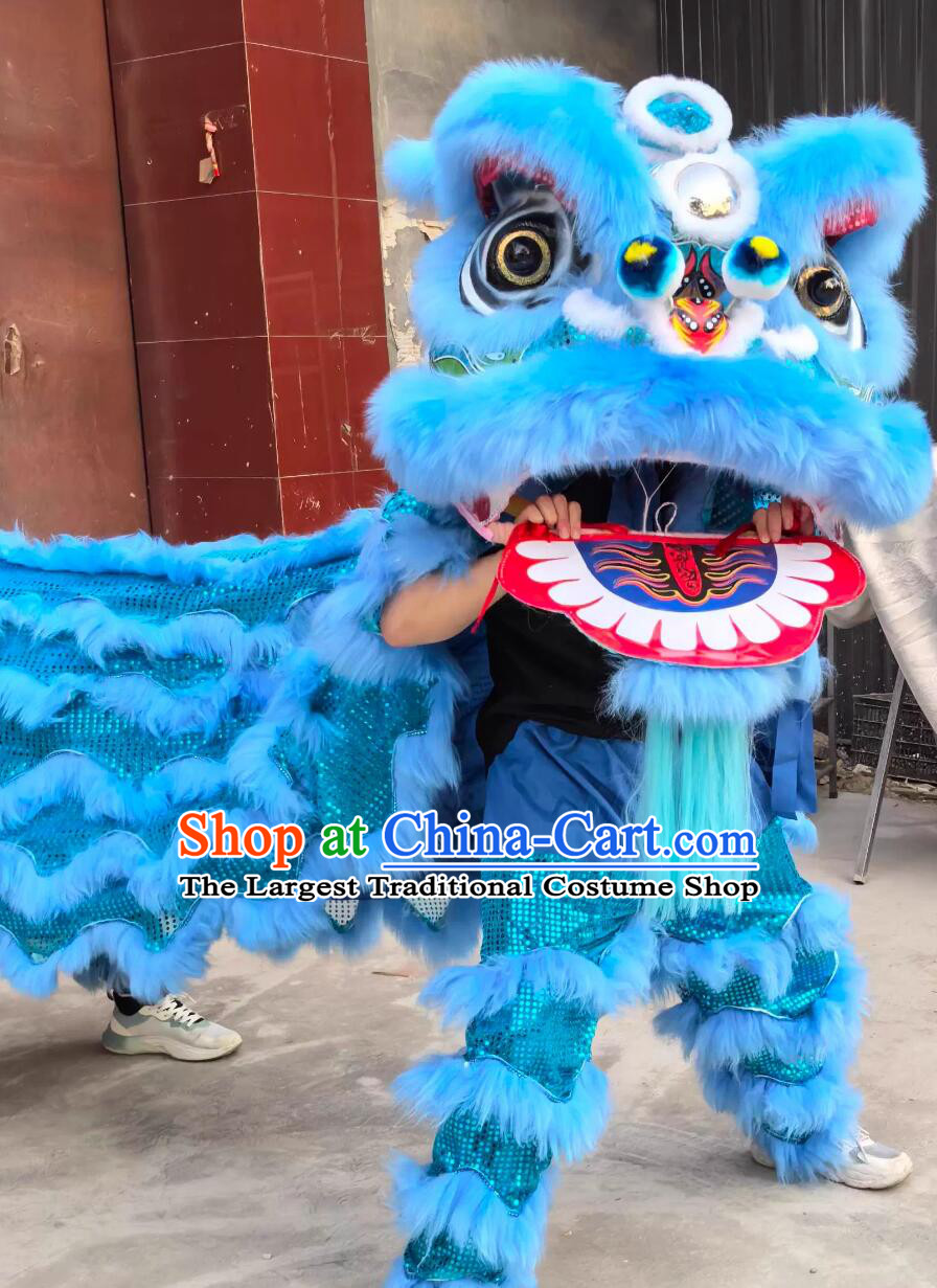 Blue Wool Lion Head Wedding Decoration Lion Dance Costume