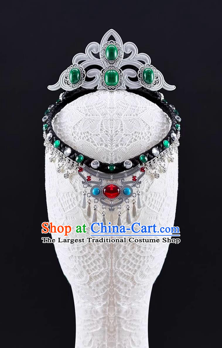 Green Ethnic Minority Mongolian Dance Headdress Tao Li Cup Zhang Xinyan Same Style Performance Headpiece