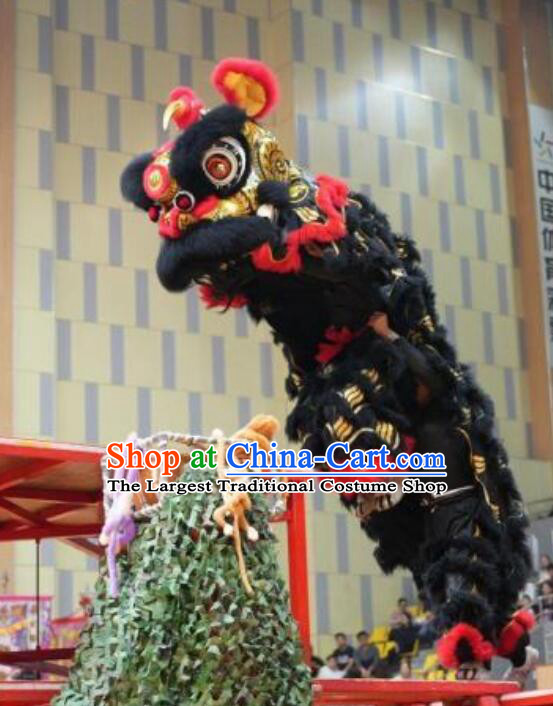 Handmade Black Fur Lion Head Chinese Fut San Lion Dance Tiger Spot Costumes Dancing Lion Equipment Complete Set