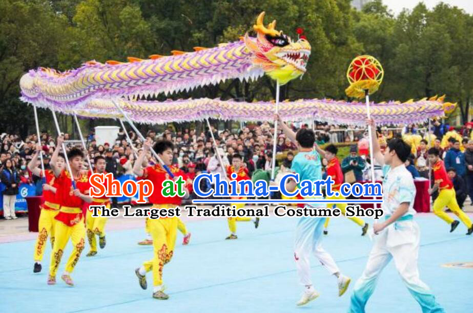 Purple Competition Dragon Dance Costume Set Handmade Dancing Dragon Head and Light Veil Clothing Chinese Festival Dragon Dance Props