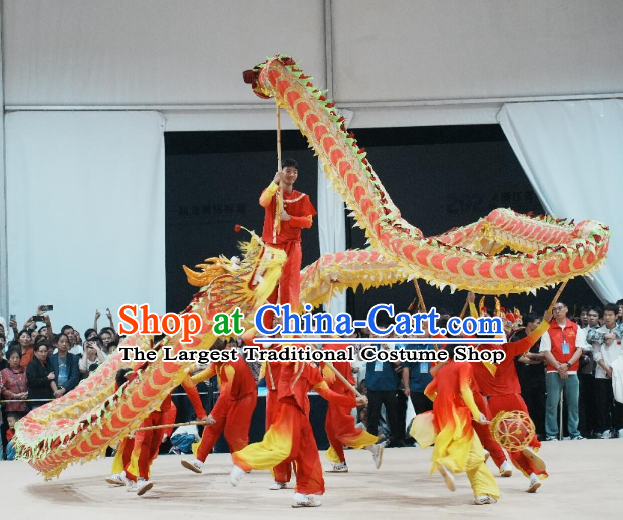 Handmade Dancing Dragon Head and Light Veil Clothing Chinese Festival Dragon Dance Props Golden Competition Dragon Dance Costume Set
