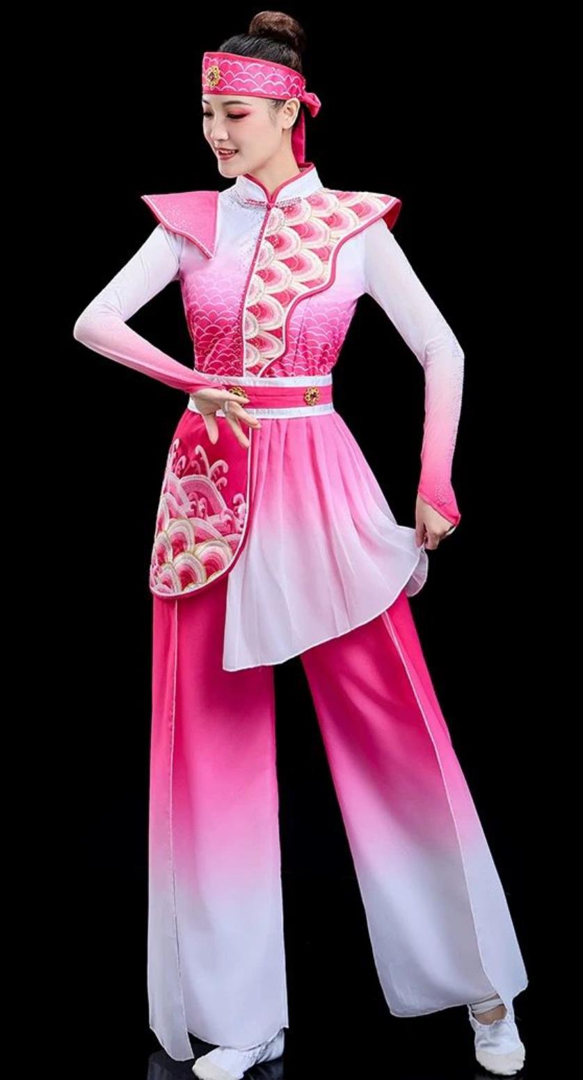 Chinese Classic Dance Costume Northern Shaanxi Yangko Dance Pink Outfit Elegant Fan Dance Performance Clothing