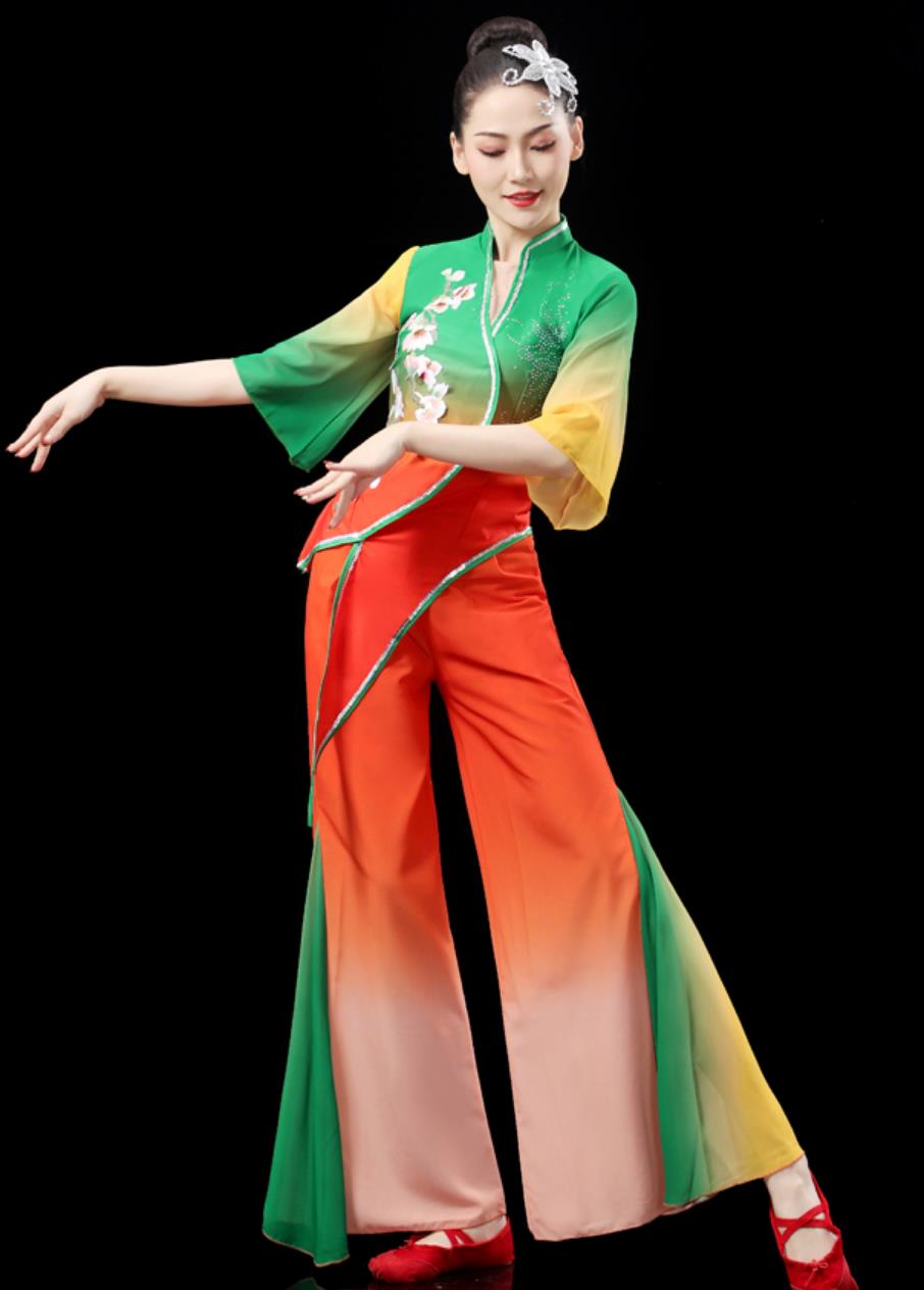 Jiaozhou Yangko Dance Performance Costume Women Group Dance Clothing Chinese Fan Dance Outfit
