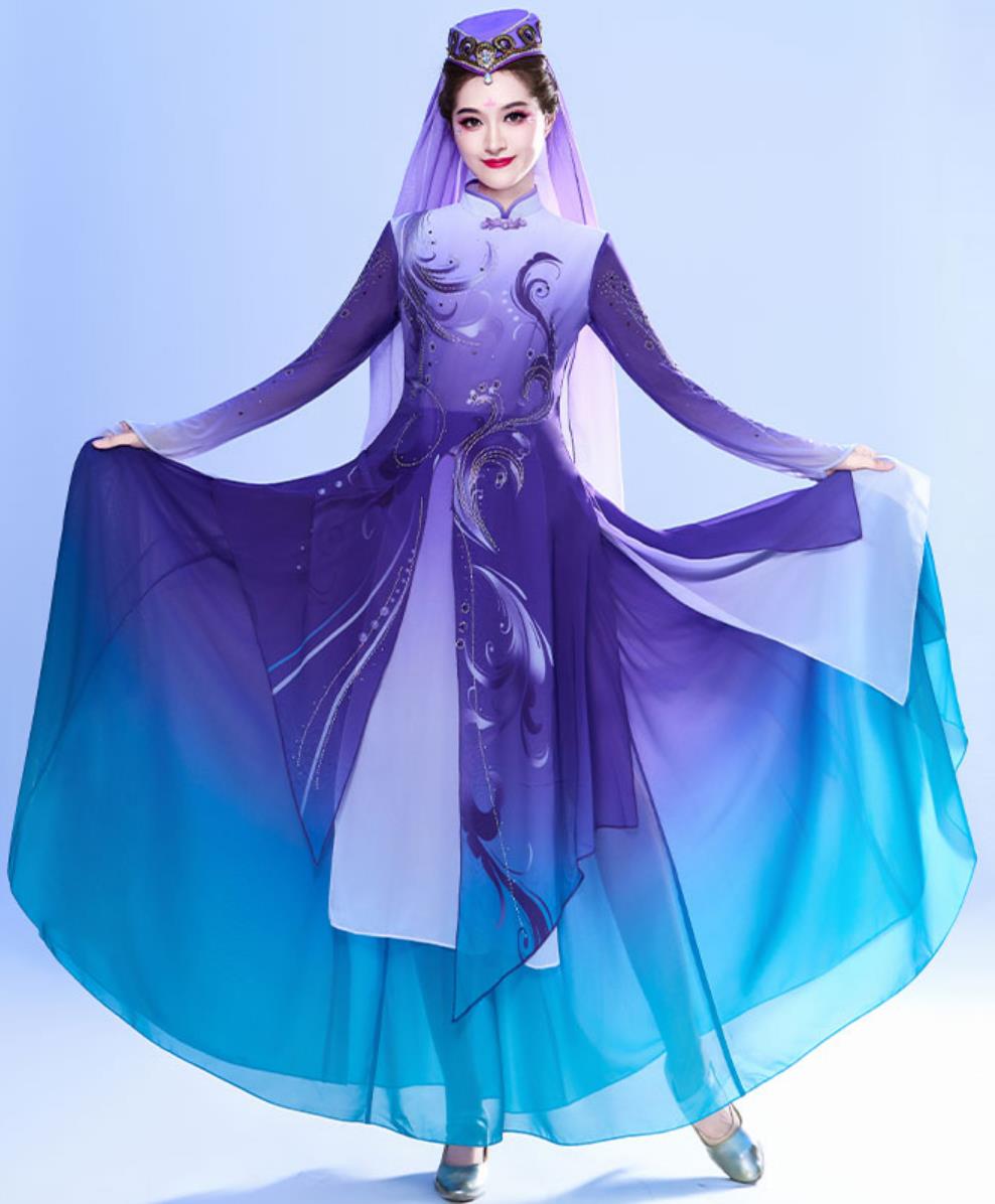 Xinjiang Uyghur Dance Performance Costume Women Ethnic Minority Hui Dance Clothing