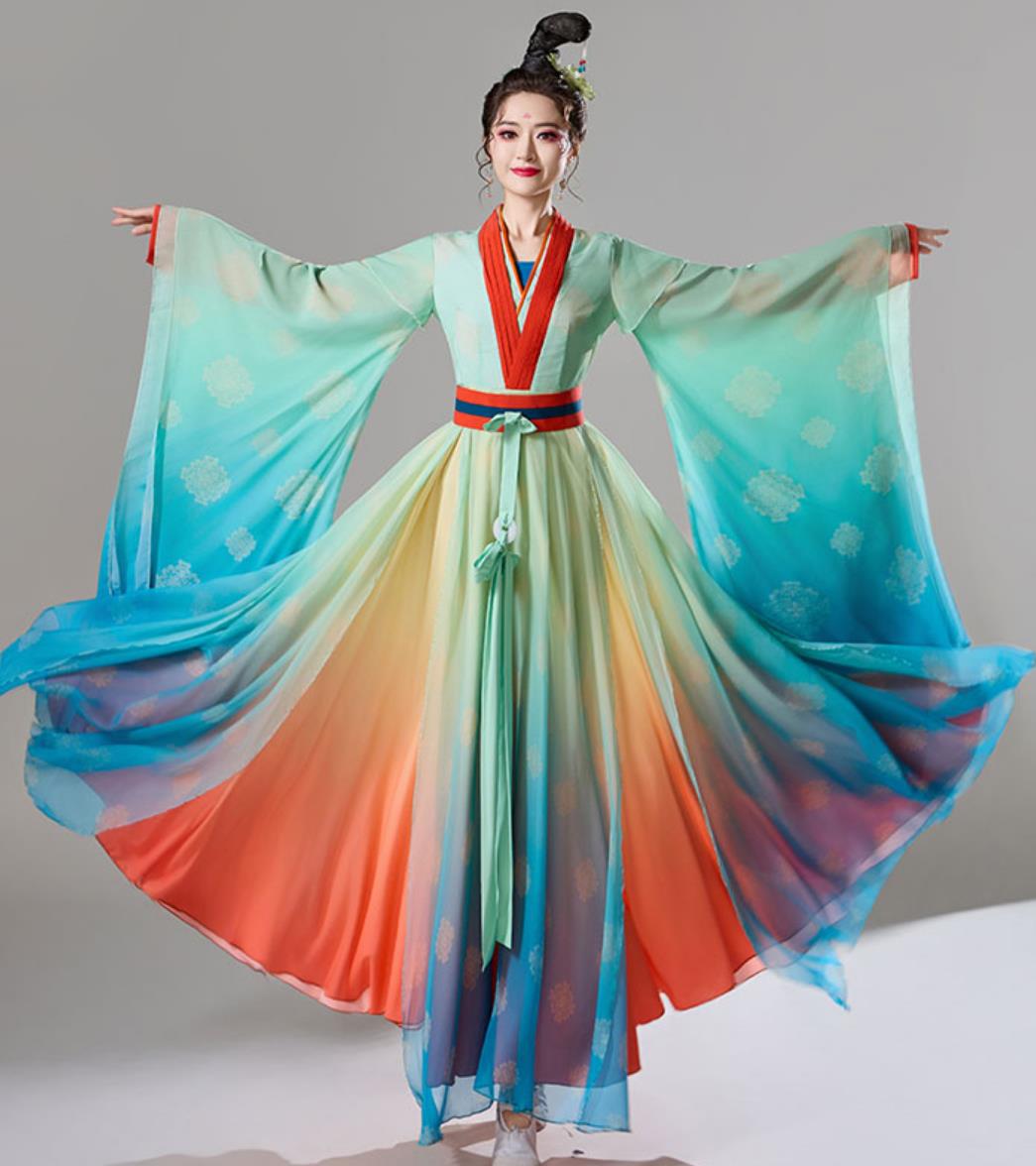 Han Tang Classic Dance Costume Women Elegant Performance Wide Sleeve Dress Ancient Chinese Hanfu