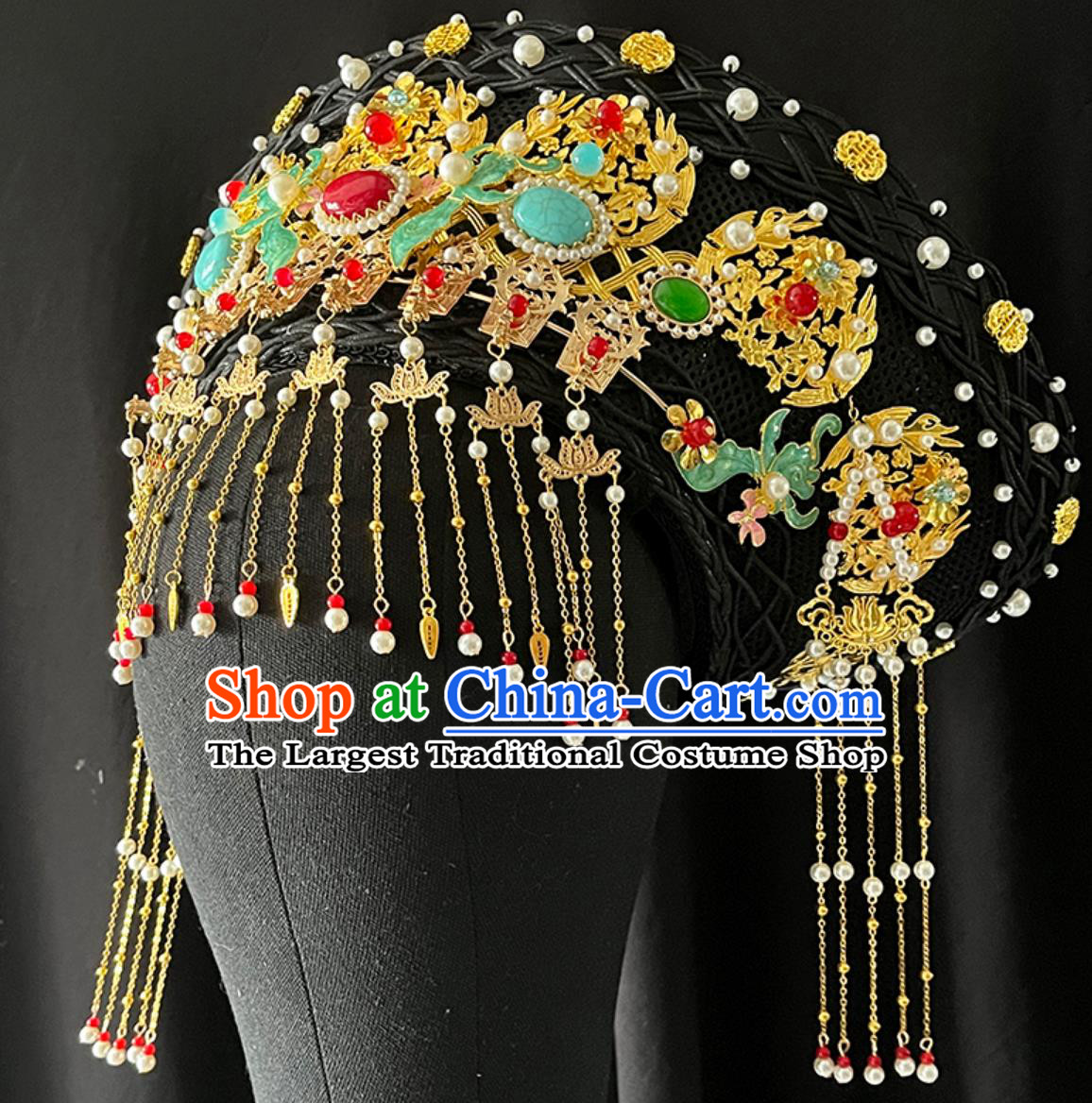 Handmade Dianzi Headgear Hat Qing Dynasty Palace Woman Headwear Ancient Chinese Empress Headpiece