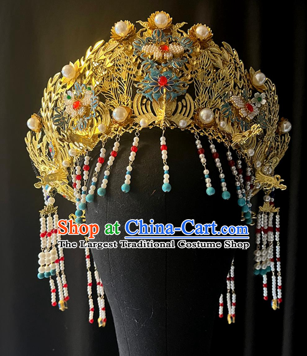Golden Dianzi Hat Qing Dynasty Palace Woman Headwear Ancient Chinese Court Empress Headgear