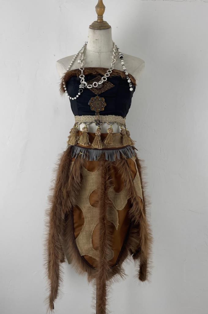 Savage Woman Tribal Chief Costume Cosplay Primitive Tribe High Priest Dress Chinese Stone Age Female Clothing