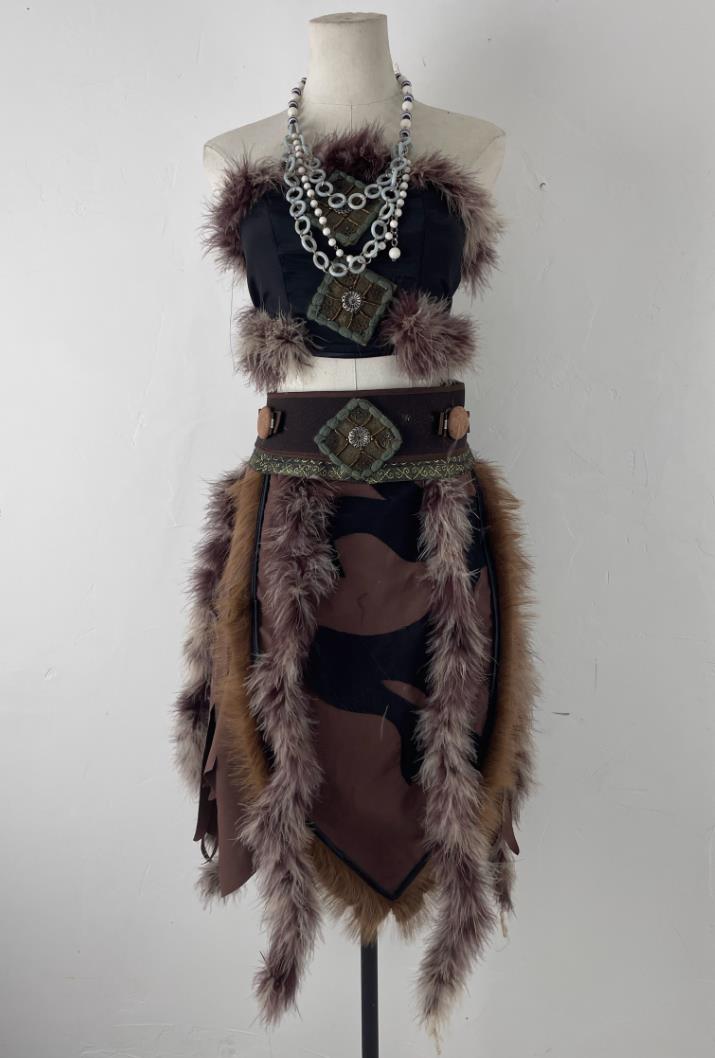 Chinese Stone Age High Priest Female Savage Dress Nvwa Tribal Chief Clothing Yan Huang Woman Costume