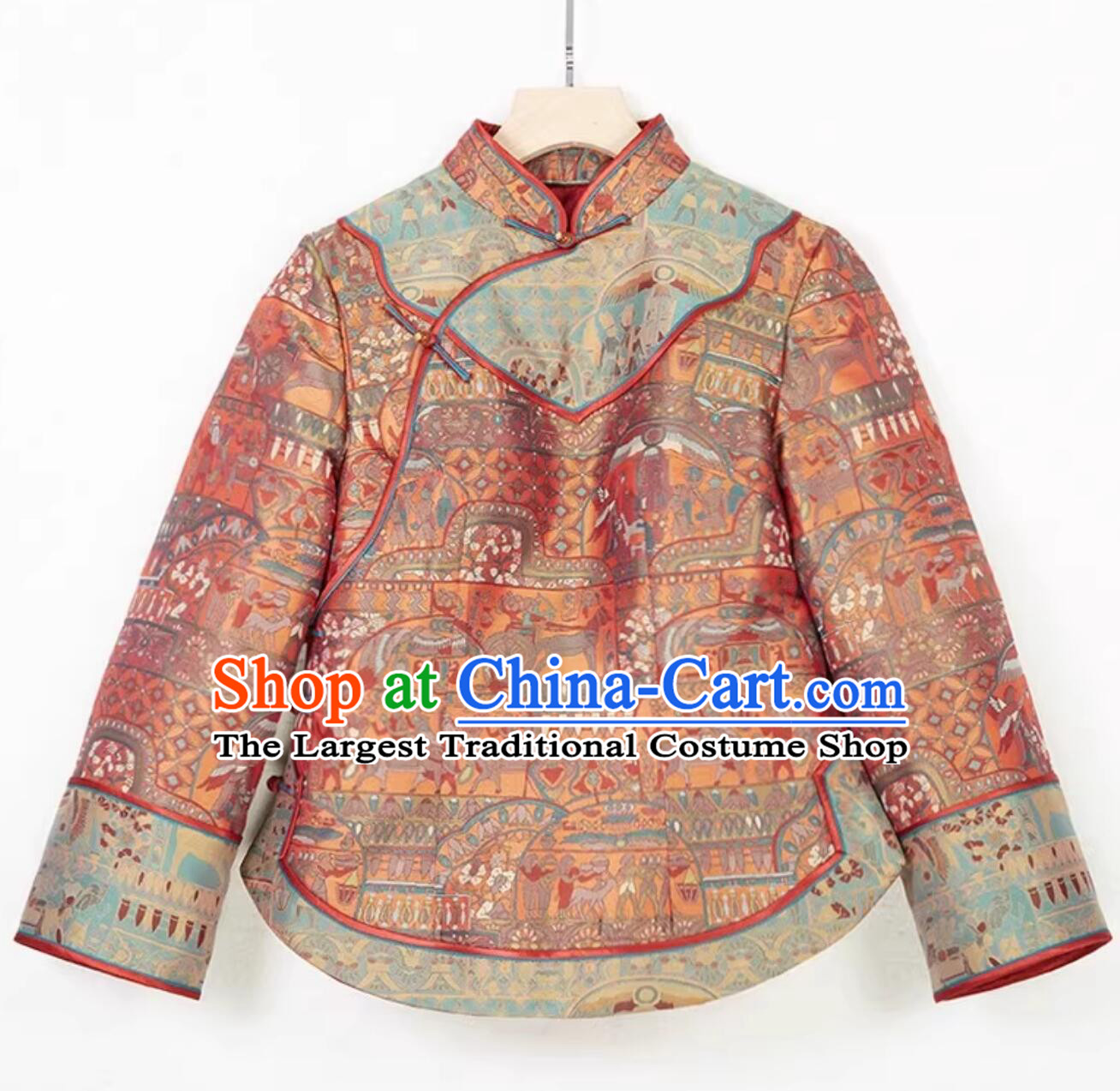 Sichuan Brocade Tang Jacket Winter Mulberry Silk Cotton Padded Coat Chinese Retro Good Wish Upper Outer Garment