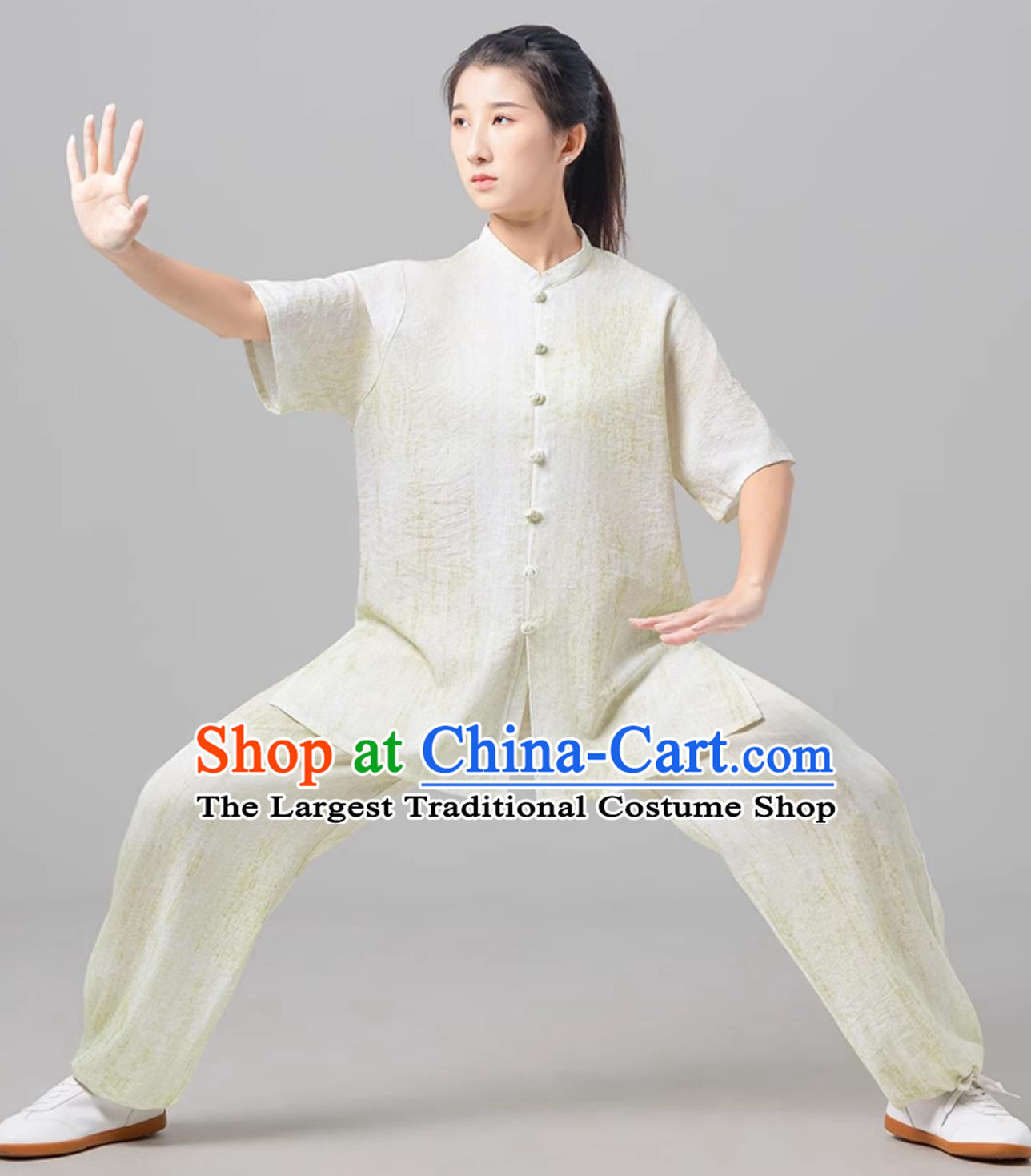 Women Tai Chi Suit Short Sleeve Taiji Uniform Ba Duan Jin Training Outfit