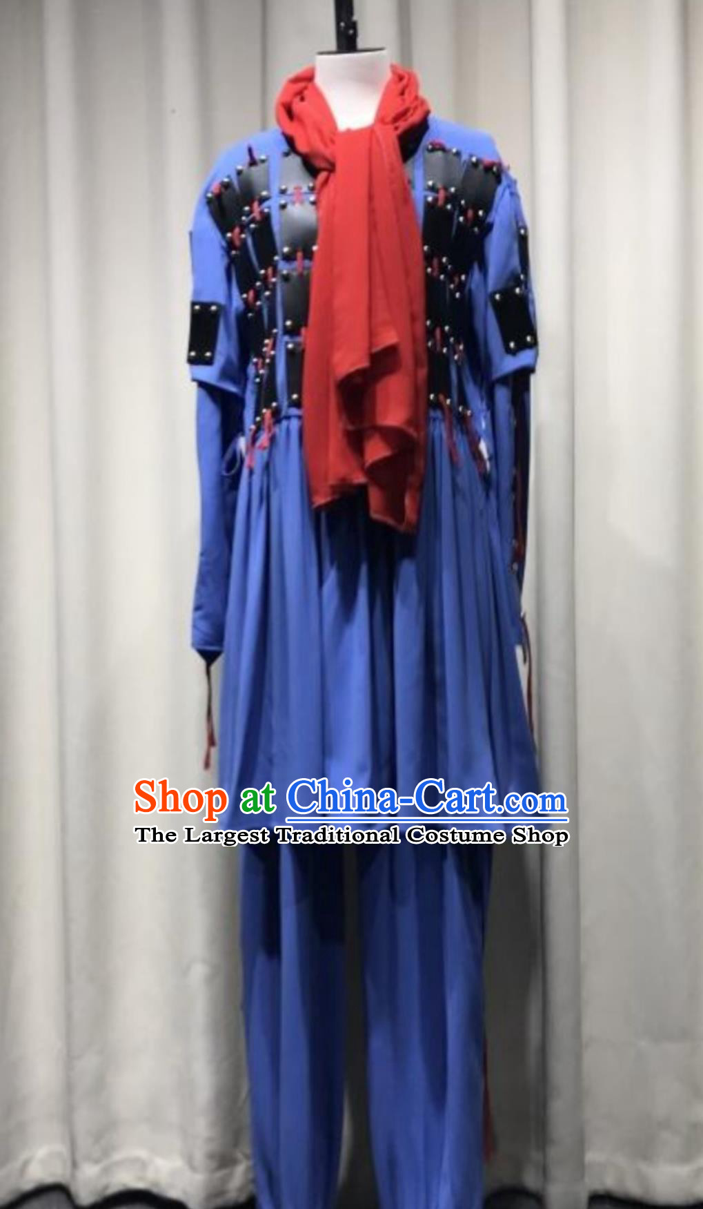 Qin King Inspects The Troops Terracotta Warrior Armor Male Group Dance Blue Outfit Chinese Classical Dance Costume