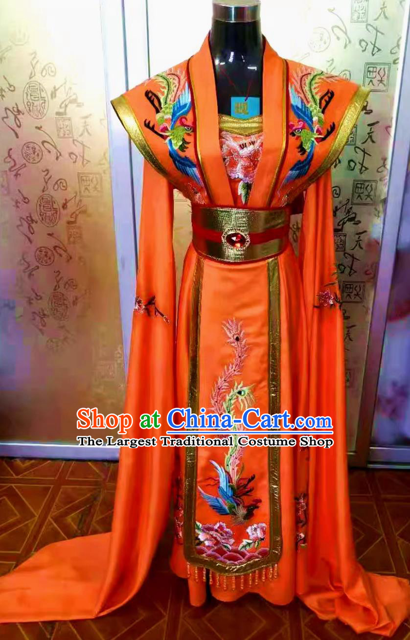 Orange Chinese Opera Costume Traditional Drama Empress Dress Ancient Chinese Princess Imperial Concubine Clothing