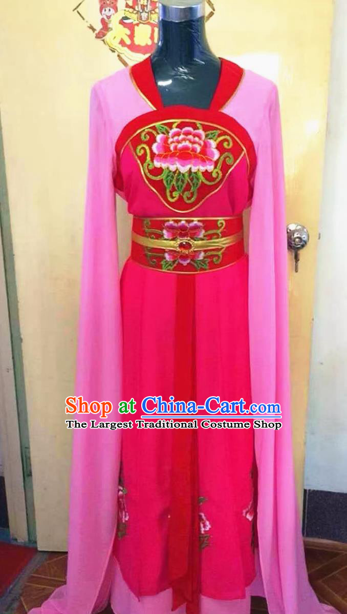Chinese Yue Opera Clothing Peking Opera Costume Xiao Dan Pink Dress Ancient Palace Maid Attire