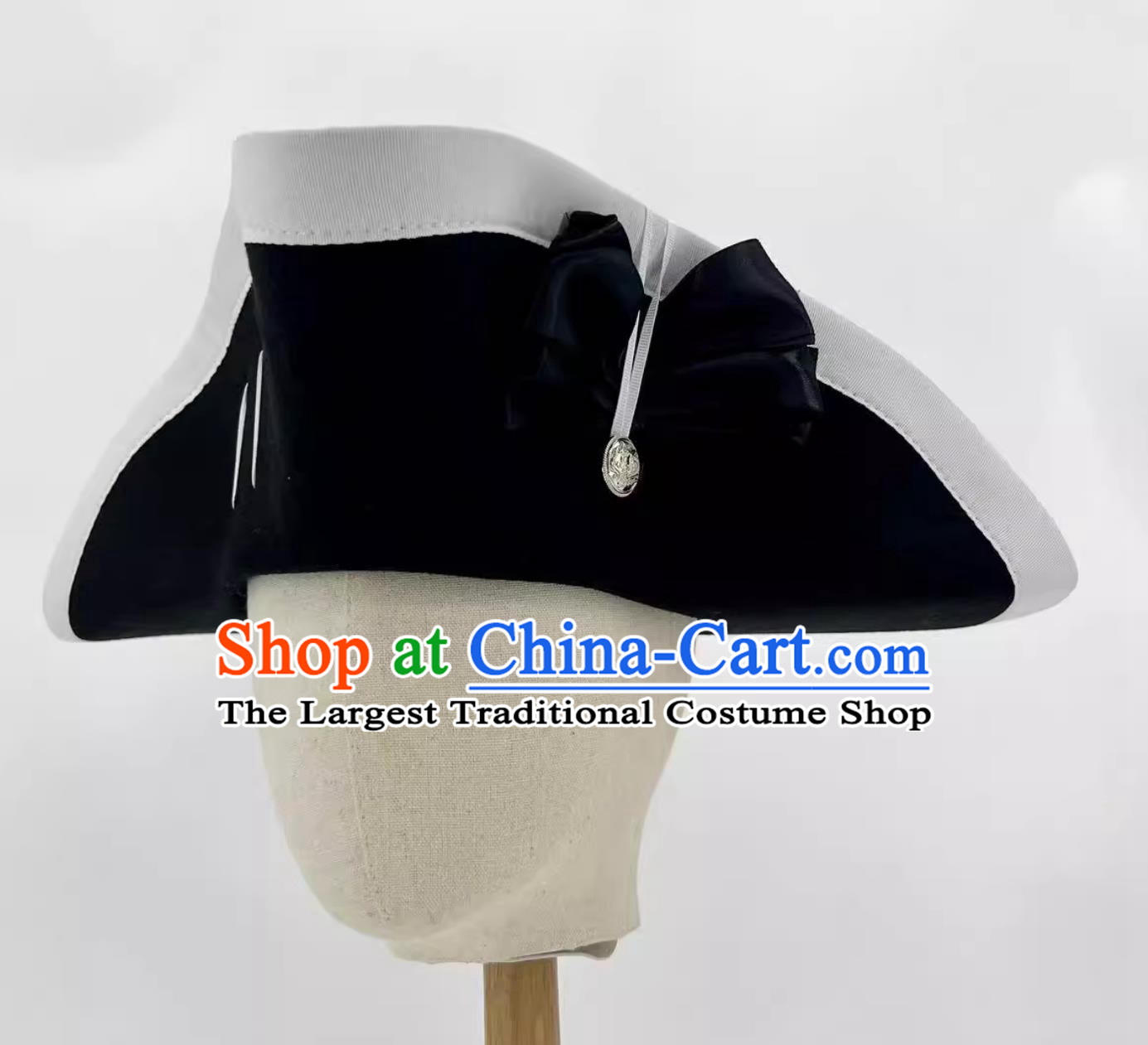 18th Century British Tricorne Hat Historical Replica Britain White Trim Hat