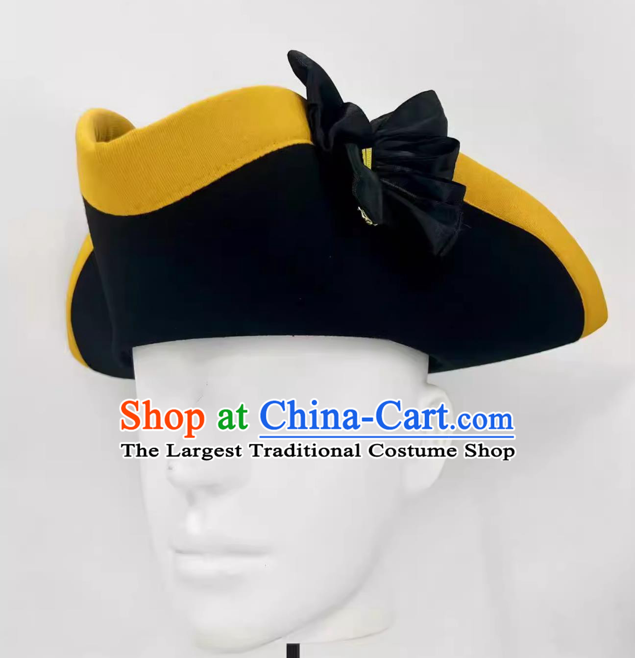 18th Century British Tricorne Hat Historical Replica Britain Gentleman Golden Trim Hat