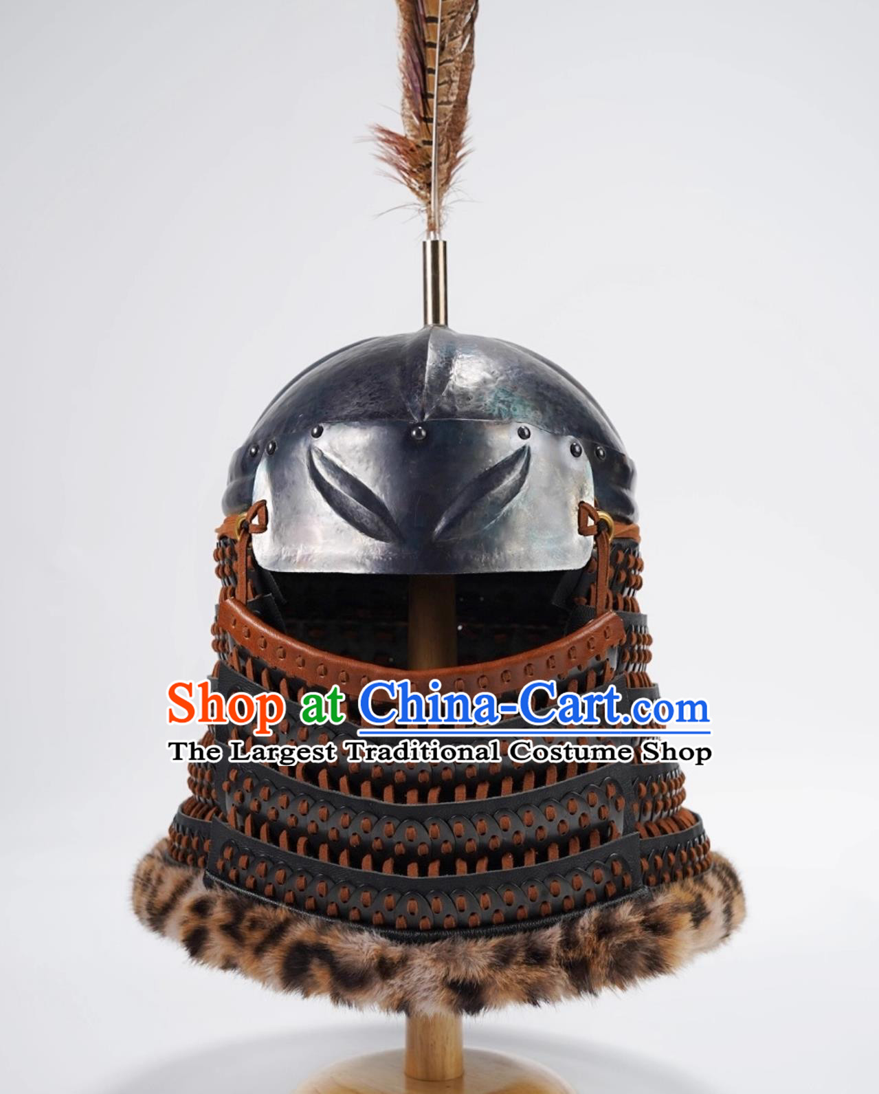 Iron Pagoda Helmet One Piece Forged Quadrilateral Oil Quenched Helmet With Leather Lacing